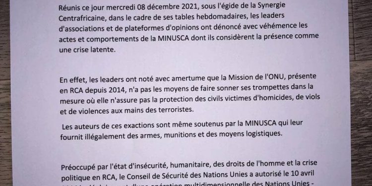 Communiqué final de la table ronde des Leaders d’opinion No.003 du 08 décembre 2021